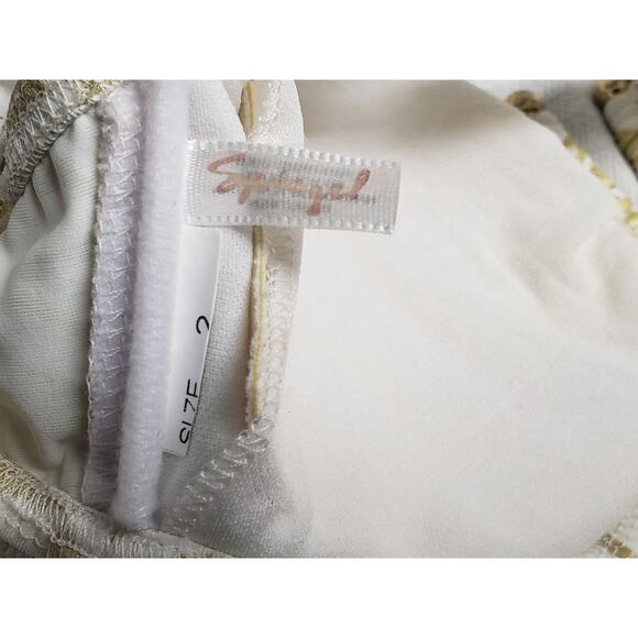 Spiegel White w. Gold Floral Design 2 Piece Strapless Bikini Swim Suit Set - Picture 4 of 10